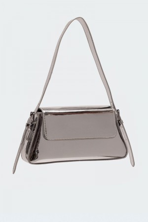 Edikted Fashion Girl Metallic Shoulder Bags Silver | USA DV858615V3