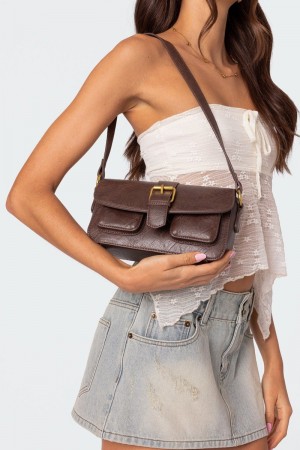 Edikted Faux Leather Buckle Bags Black | USA IQ212981D2