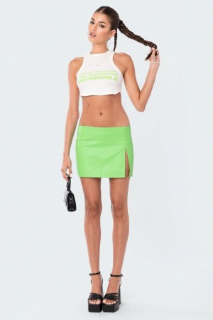 Edikted Faux Leather Low-Rise Micro Skirts Green | USA WZ523762I4
