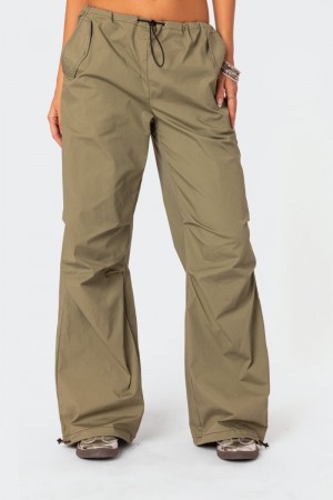 Edikted Fey Cargo Parachute Pants Olive | USA JJ227152U3