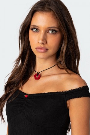 Edikted Flower Girl Cord Necklaces Brown | USA CB116011C7