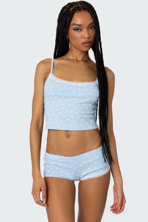 Edikted Follow Ur Heart Printed Tank Top Light Blue | USA PI941514T2