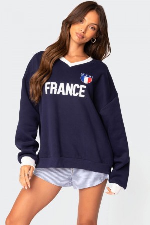 Edikted France Oversized Sweatshirts Blue | USA XA064456S4