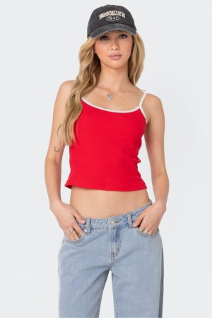 Edikted Franky Ribbed Contrast Tank Top Navy | USA BN965166B6