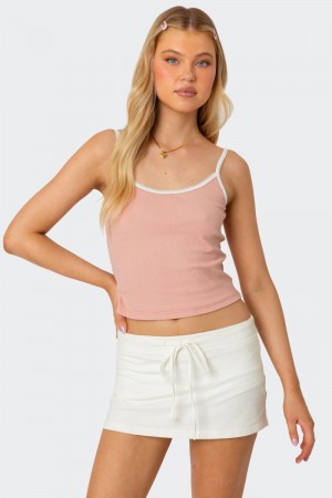 Edikted Franky Ribbed Contrast Tank Top Navy | USA XX750695S8
