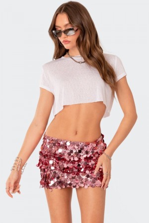 Edikted Gemini Cropped T Shirt Crop Tops White | USA OL886728B2