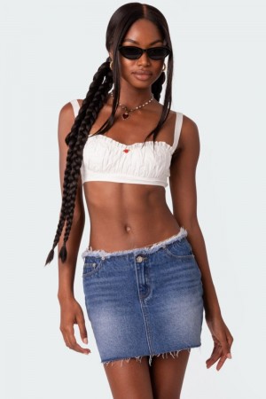 Edikted Georgia Gathered Bra Crop Tops White | USA ZF764296P5