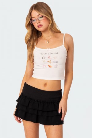 Edikted Get Ready Tank Graphic Tops White | USA DZ230613A6