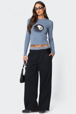 Edikted Gingham Boxer Detail Sweatpants Pants Black | USA JG563186A0