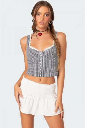 Edikted Gingham Lace Up Bustier Corset Mix | USA BA696999M3
