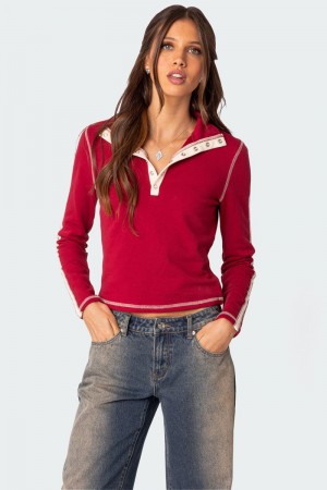 Edikted Gio Contrast Stitch Sweatshirt Long Sleeve Tops Black | USA LN785648A8