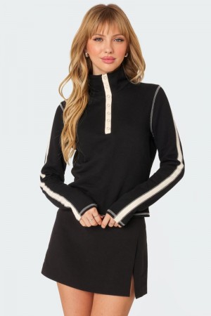 Edikted Gio Contrast Stitch Sweatshirts Black | USA WB864036K2