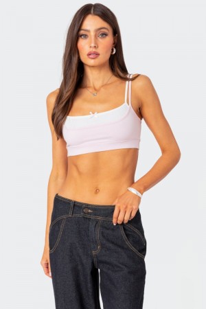 Edikted Gracie Layered Bra Crop Tops Black And White | USA VW608140R4