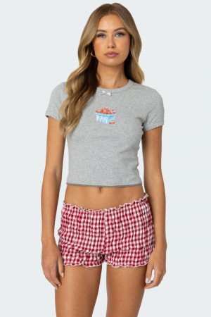 Edikted Harvest T Shirts Gray Melange | USA TH660096E7