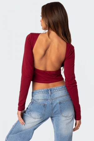 Edikted Haven Open Back T Shirts Black | USA AC029002Q1