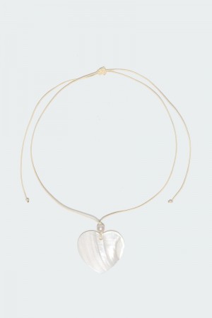 Edikted Heart Shell Cord Necklaces White | USA MG734003Y9
