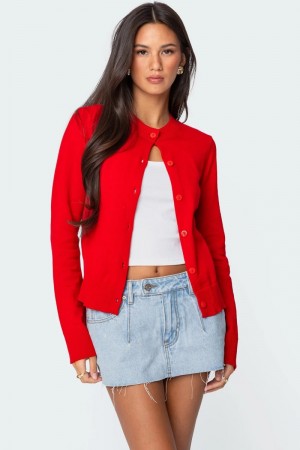 Edikted Hollie Button Up Cardigan Long Sleeve Tops Olive | USA AM736573F4