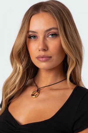 Edikted Hoop Cord Necklaces Gold | USA NL417981N5
