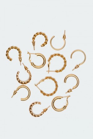 Edikted Hoop Pack Earrings Gold | USA ZY438973W2