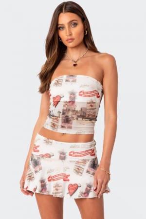 Edikted Hopeless Romantic Mesh Tube Strapless Tops Mix | USA MM938733W6