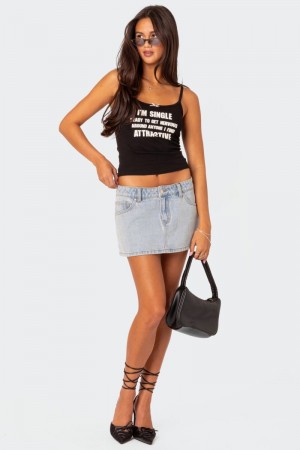 Edikted I'M Single Tank Graphic Tops Black | USA HX525262W3
