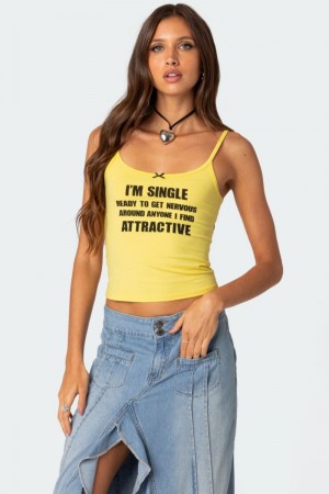 Edikted I'M Single Tank Graphic Tops Black | USA EG302880L5