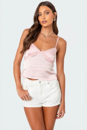 Edikted Imani Satin Tank Top Black | USA QQ448124G6