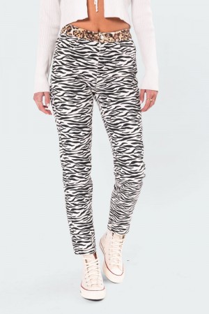 Edikted In The Wild Mom Jeans Zebra | USA PH765666H2