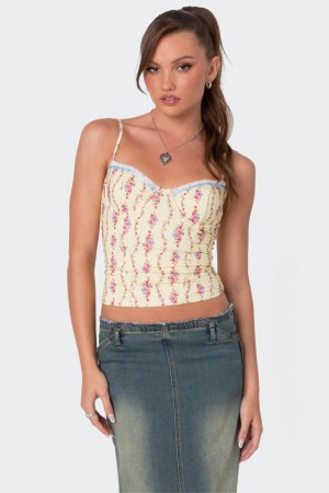 Edikted Indira Printed Cupped Lace Up Corset Mix | USA AE833493Q2