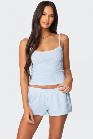 Edikted Irene Pointelle Tank Top Gray | USA RV121162A7
