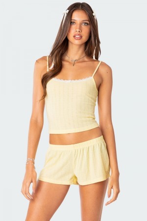 Edikted Irene Pointelle Tank Top Gray | USA VW872987W8