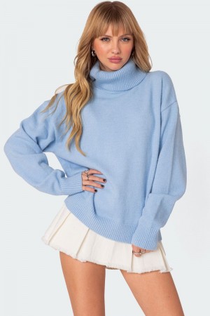 Edikted Isabelle Oversized Turtle Neck Sweater Light Blue | USA FT681838R0