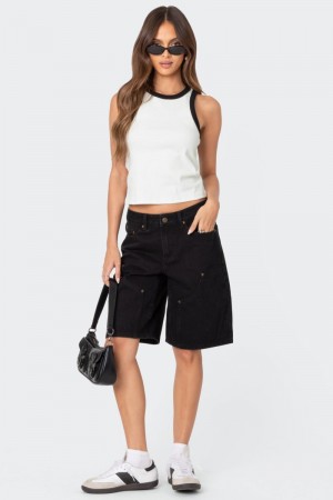 Edikted Jacqui Low Rise Denim Bermuda Shorts Black | USA FG971627M8