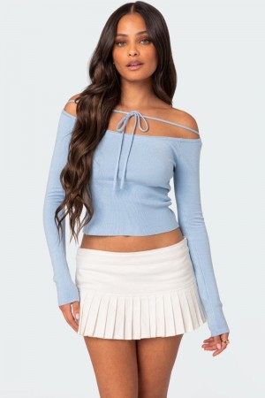 Edikted Jane Tie Front Knitted Tops Gray | USA SB901560H4