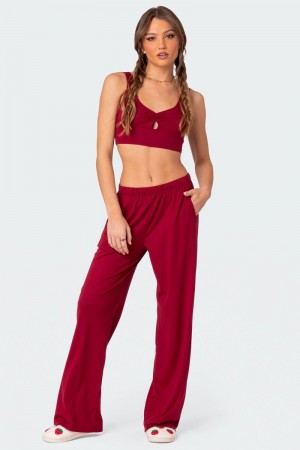 Edikted Jayla Slouchy Pants Burgundy | USA AG878177R9