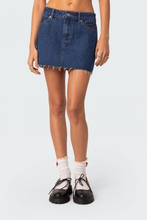 Edikted Jessie Denim Mini Skirts Black Washed | USA CN094819G7