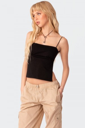 Edikted Jinx Open-Back Crop Tops Beige | USA CP199189V1