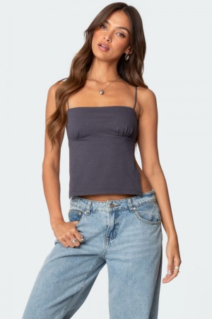 Edikted Jinx Open-Back Crop Tops Beige | USA SS786668D1