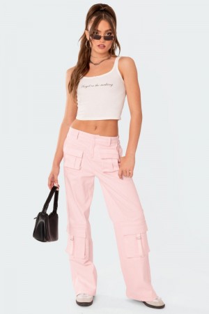 Edikted Joan Low Rise Cargo Pants Light Pink | USA GS971887L6