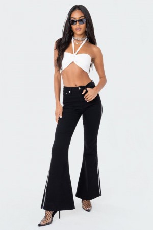 Edikted Kai Adjustable Strapless Crop Tops Black | USA BF828522V7