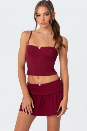 Edikted Kalina Cupped Tank Top Burgundy | USA BE770637P4
