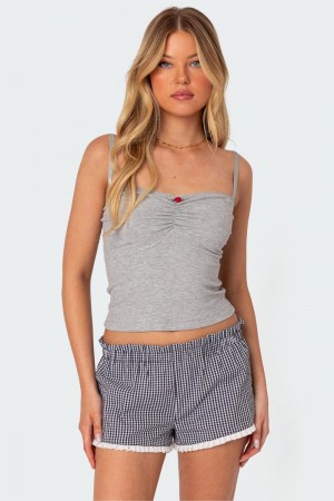 Edikted Karlee Ribbed Tank Top Black | USA NJ361486K1