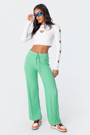 Edikted Kasey Cable Knit Pants Gray | USA EU842864F5