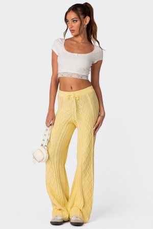 Edikted Kasey Cable Knit Pants Gray | USA HT242574U6