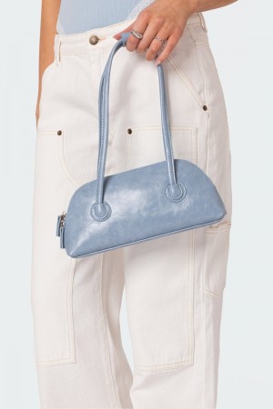 Edikted Kelly Faux Leather Shoulder Bags Light Blue | USA ET688358F8