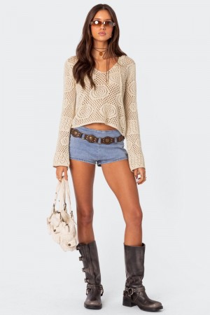 Edikted Kenzy Micro Denim Shorts Light Blue | USA GK936303H9