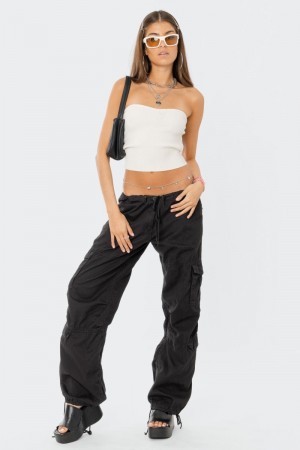 Edikted Knitted Sweetheart Strapless Strapless Tops Black And White | USA HF976277P2