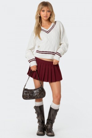Edikted Kristen Pleated Mini Skorts Burgundy | USA VO376457Q3