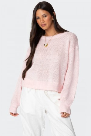 Edikted Kyrah Oversized Knit Sweater Long Sleeve Tops Light Pink | USA QF147184F8