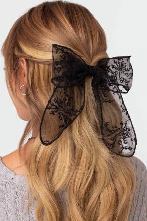 Edikted Lace Bow Hair Clip Hair Accessories Black | USA BR746904H9
